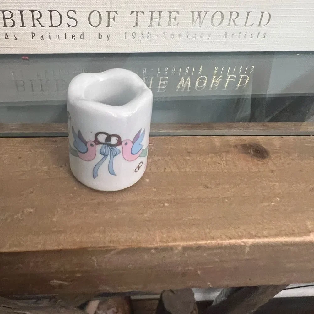 Funny Designs West Germany vintage mini candle holder. Wedding doves.